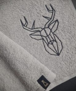 (WYPRZEDAŻ) Ręcznik 100x50 ciemno szary WILK geometryczny FROTTE