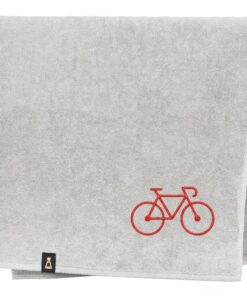 (WYPRZEDAŻ) Ręcznik jasnoszary 50x90 cm ROWER czerwony BAWEŁNA 100%